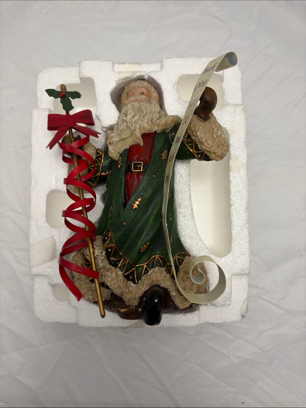 Festive Santa Figurine in Green and Red - Unbranded